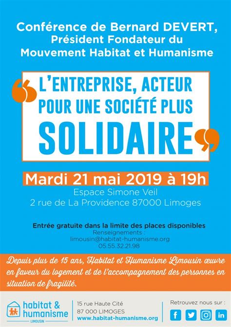 Conférence de Bernard DEVERT Président Fondateur du Mouvement Habitat