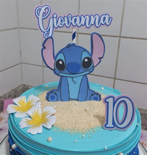 Topo De Bolo Lilo E Stitch Flor Elo7 Produtos Especiais