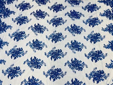 Royal Blue Floral Lace Fabric Embroidery On A Mesh Lace Etsy Australia