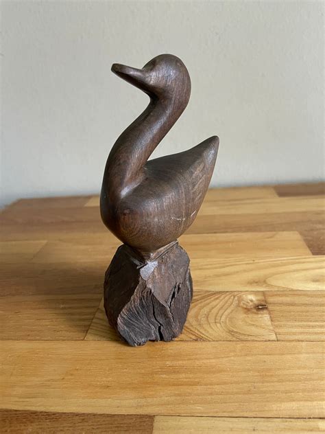 Vintage Hand Carved Ironwood Duck Etsy