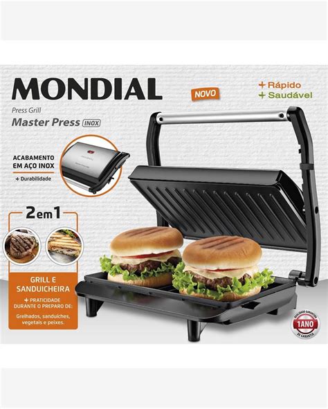 Riachuelo Sanduicheira Grill Mondial Master Press Pg Inox V