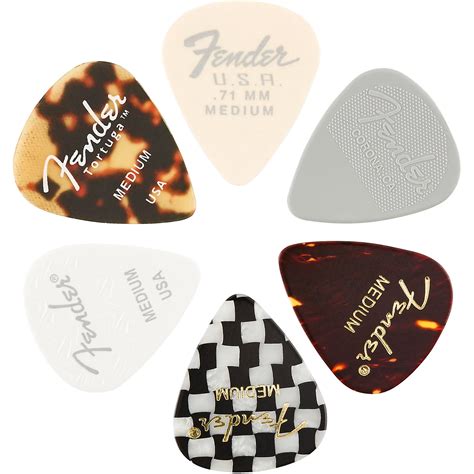 Fender 351 Shape Material Medley Guitar Picks 6 Pack Medium 6 Pack