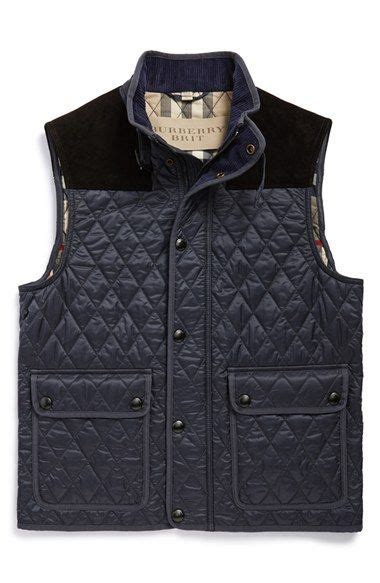 Burberry The Britain Rosston Suede Trim Diamond Quilted Vest