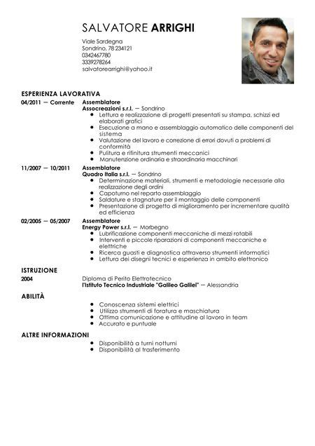 Curriculum Vitae Assemblatore Modello Livecareer