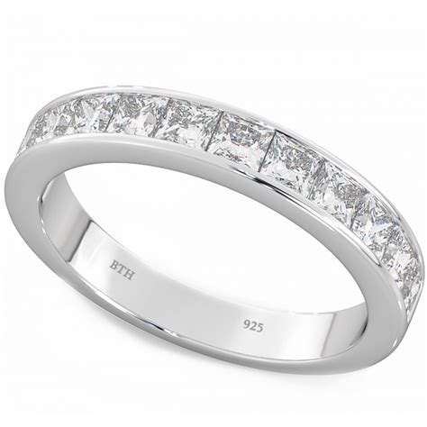 925 Silver Ladies Channel Set Half Eternity Wedding Engagement Ring