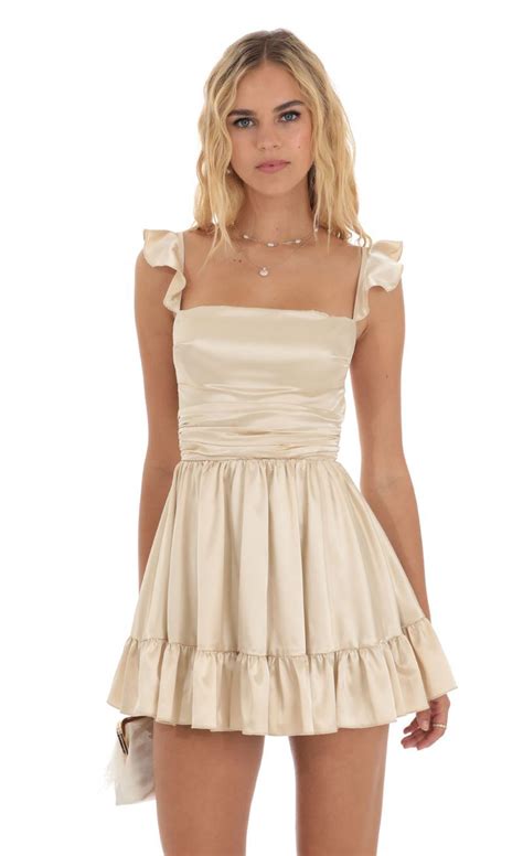 Fit And Flare Dress In Champagne Cute Formal Dresses Mitzvah Dresses