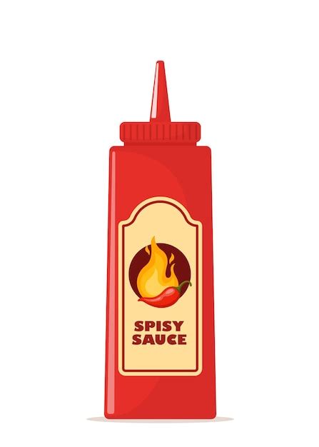 Premium Vector Spicy Sauce In Red Bottle Ketchup Hot Tomato And Chili Sauce In Bottle Red