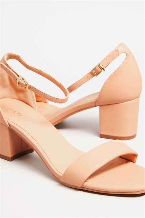Lts Nude Faux Leather Block Heel Sandals In Standard Fit Long Tall Sally