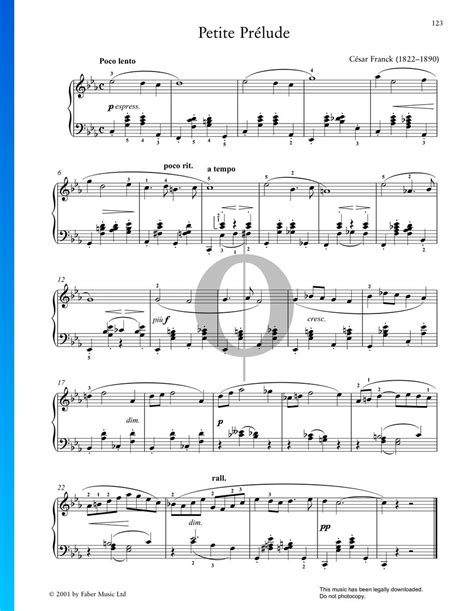 Petite Prelude Cesar Franck Piano Sheet Music OKTAV