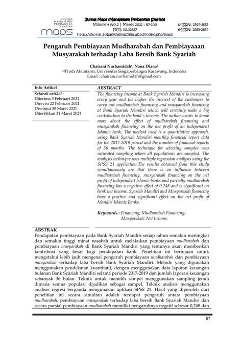 PDF Pengaruh Pembiayaan Mudharabah Dan Pembiayaaan DOKUMEN TIPS