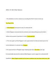 GEOL 101 HW 2 Plate Tectonics CH Pdf GEOL 101 HW 2 Plate Tectonics