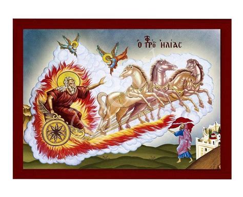 Prophet Elijah icon with Chariot of Fire, Handmade Greek Orthodox icon ...