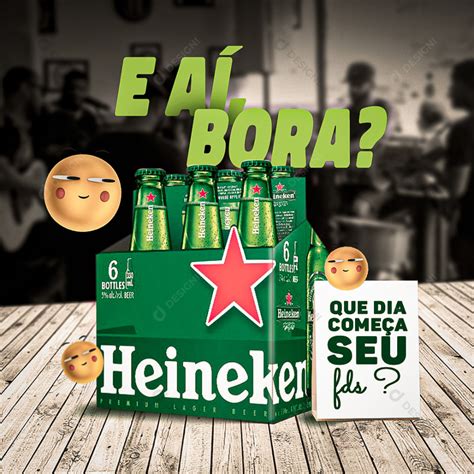 Caixa De Cerveja Heineken Bares Social Media Psd Editável Logos De