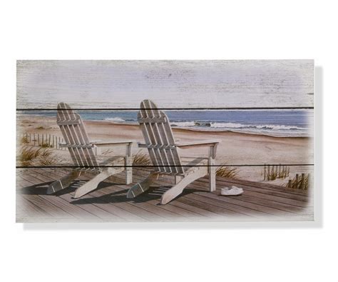 X Two White Chairs On A Deck Coastal Wood Wall Art Plaque