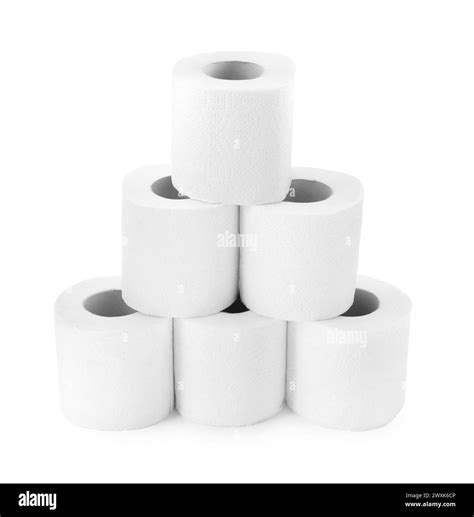 Pyramid Of Toilet Paper Rolls Isolated On White Stock Photo Alamy