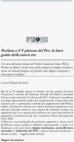 Pechino E Il V Plenum Del Pcc Le Linee Guida Della Nuova Era Opinio