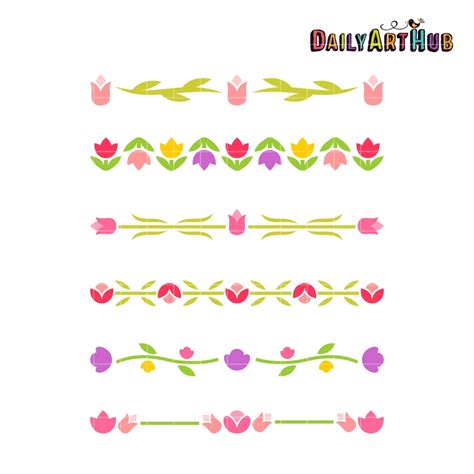 Tulip Borders Clip Art Set Daily Art Hub Graphics Alphabets Svg