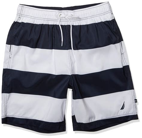 Nautica Mens Quick Dry Rugby Stripe Series Swim Trunk Nautical Fashions