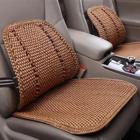 2 Sets Bamboo Rattan Waist Cushion Backrest Support Pad Car Seat Mat