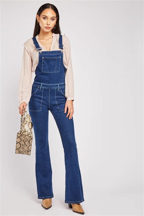 Wide Leg Denim Dungarees Just