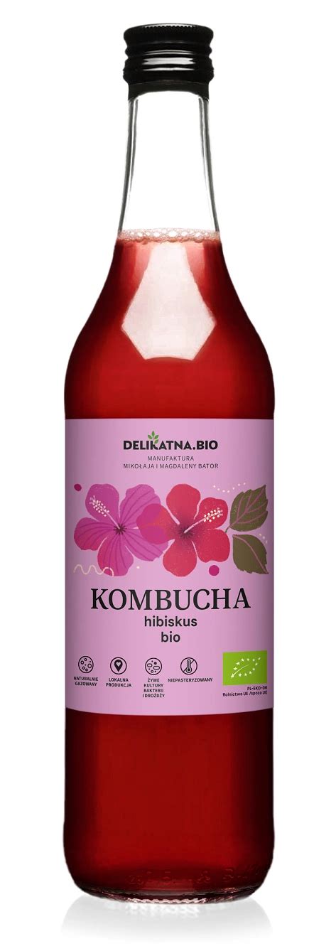 Kombucha Z Hibiskusem Bio 500 Ml Delikatna Zakwasownia PyszneEko Pl