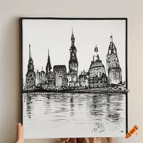 Skyline Of Riga Latvia During Sunset In A Drawing Style On Craiyon