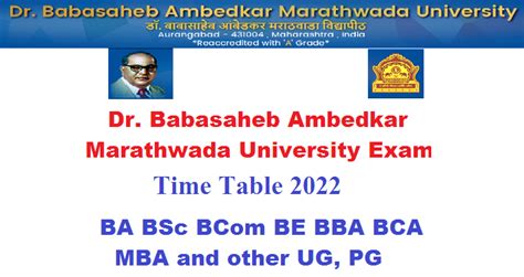 Bamu Time Table For Ba Bsc Bcom Be Bba Bca Mba And Other Ug Pg