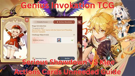 Genius Invokation TCG Serious Showdown VS Klee Actions Cards Unneeded