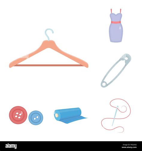 Atelier And Sewing Cartoon Icons In Set Collection For Design