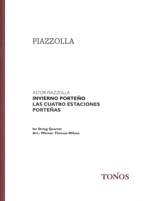 Invierno Porte O Winter Von Astor Piazzolla Im Stretta Noten Shop