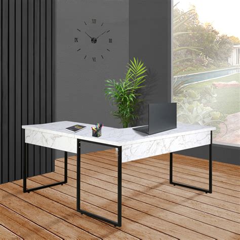 Mesa De Escrit Rio Office Industrial De Canto X Cm Branco