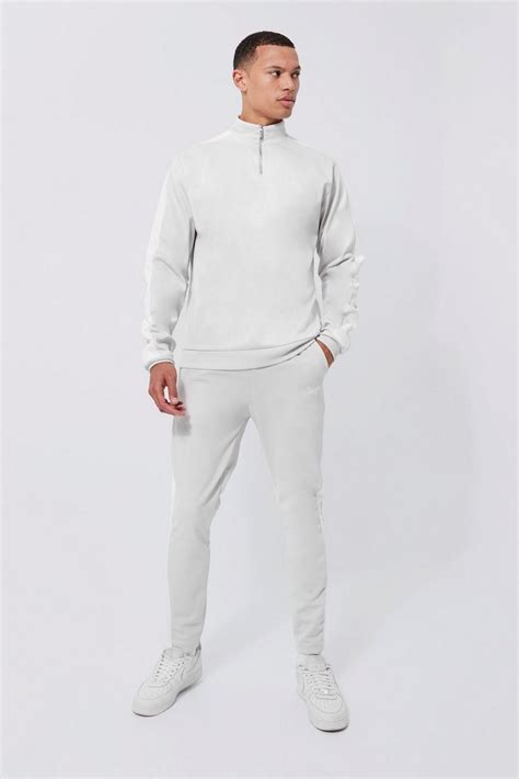 Tall Tricot Funnel Neck Side Panel Tracksuit Boohoo