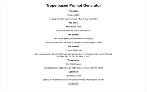 Trope-based Prompt Generator