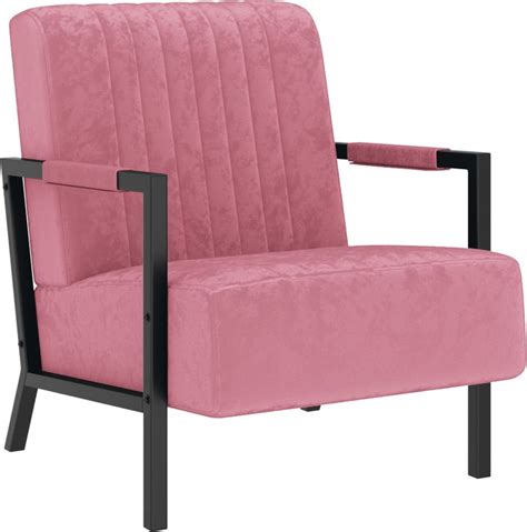 Prolenta Premium Fauteuil Fluweel Roze Fauteuil Fauteuils Met