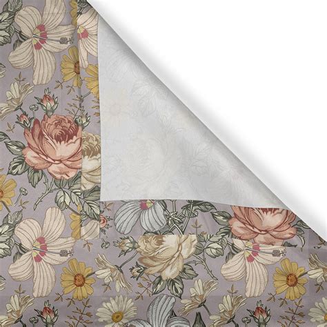 Ambesonne Floral Grommet Curtain Vintage Style Hibiscus Art 50" Mauve