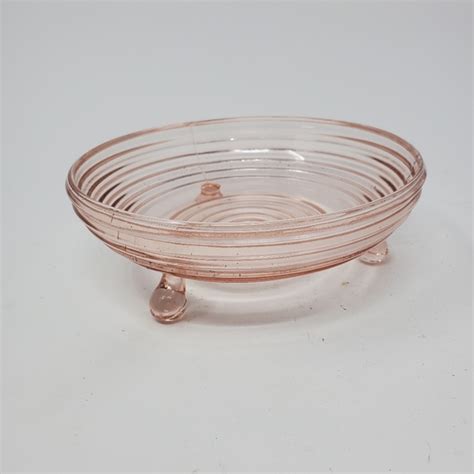 Anchor Hocking Accents Vtg Anchor Hocking Pink Depression Glass Manhattan 3footed Candy Dish