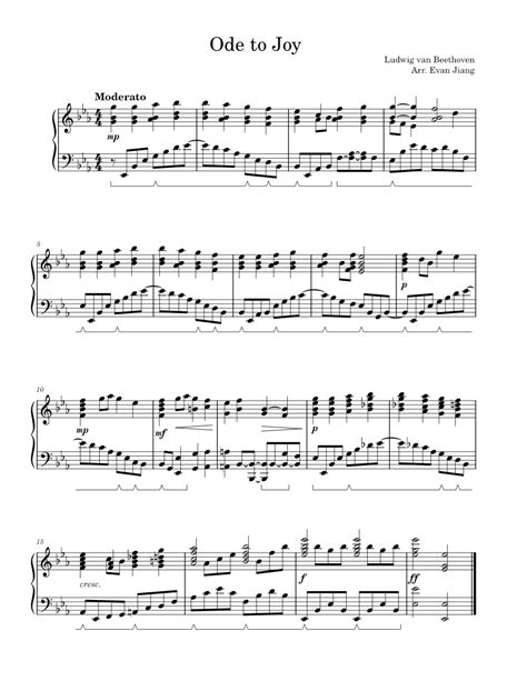 Ode To Joy From Beethovens 9th Symphony Arranged For Piano Sheet Music For Piano Solo