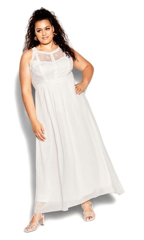 City Chic White Lace Maxi Dress Evans