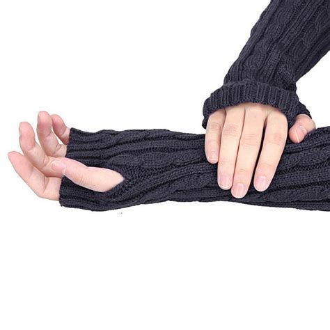 Long Fingerless Gloves Morecome Winter Wrist Arm Hand Warmer Knitted