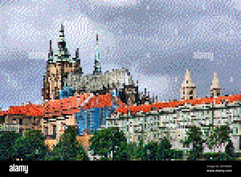 Pixel Art 8 Bit Style Graphics Prague Castle In Czechia Stock Photo