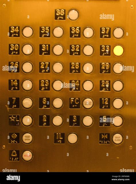 Classic Iconic American Highrise Brass Tone Elevator Button Panel With