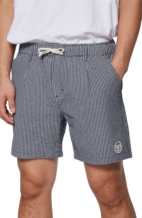 Sergio Tacchini Benvenuto Gingham Seersucker Shorts In Gray For Men Lyst