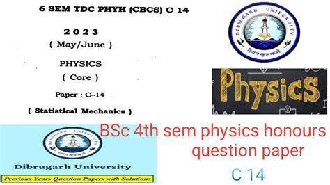 Bsc Th Sem Physics Honours Question Paper C Statistical Mechanics