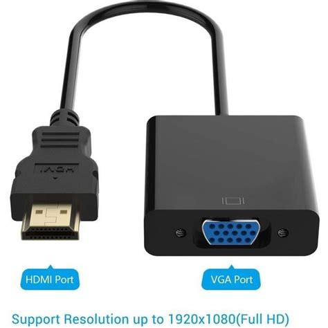 HDMI vers VGA 1080P Plaqué d or Mâle à Femelle Câble Adaptateur