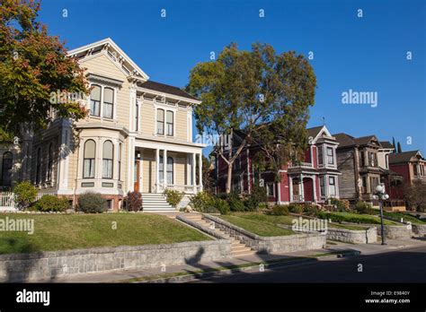 Victorian homes along Carroll Avenue in Angelino Heights. Los Angeles, California, USA Stock ...