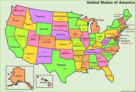 U.S. States And Capitals Map - Ontheworldmap.com