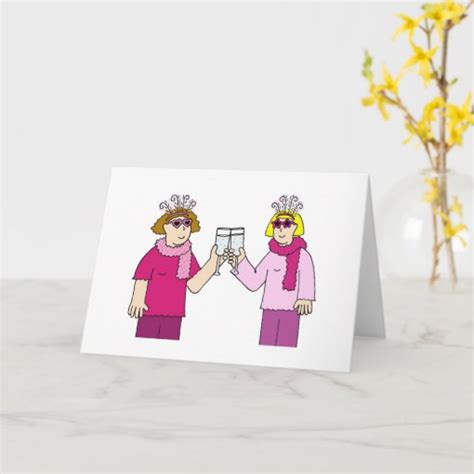 Lesbian Couple Congratulations Fun Cartoon Card Zazzle