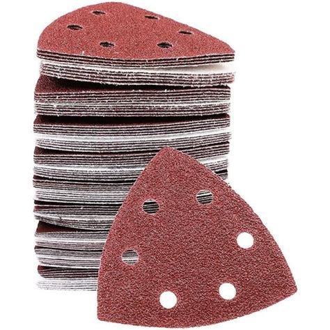 100 Pieces Feuilles Abrasives Papier De Verre 6 Trous Tampons De