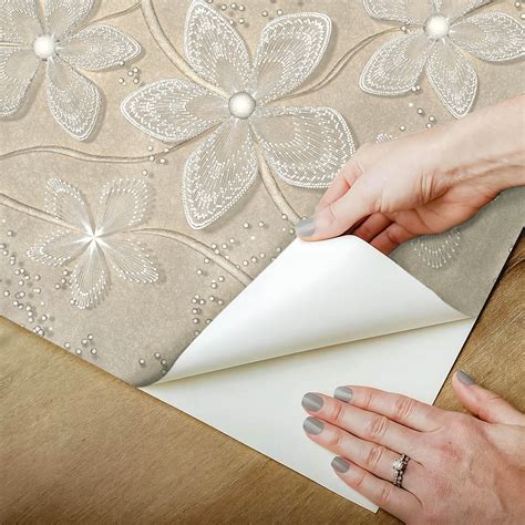 Papel De Parede Adesivo Vinil Flor De Seda Nude Bege Elegante Sala Quarto Deliquadros