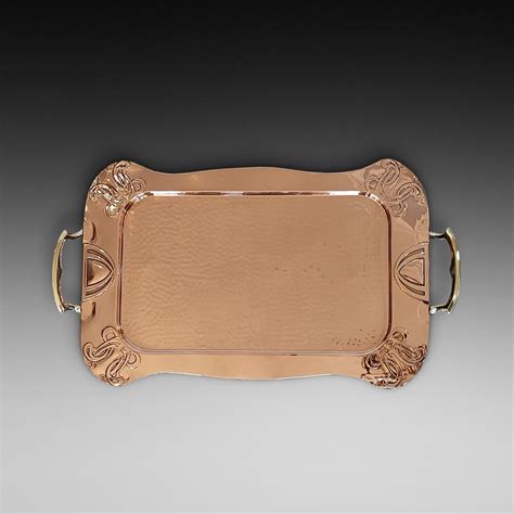 Secessionist Art Nouveau Hammered Copper Tray Church Street Antiques